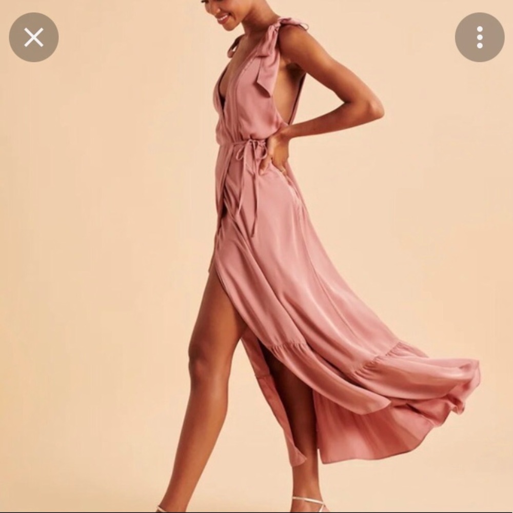 Abercrombie sweet satin front wrap midi dress